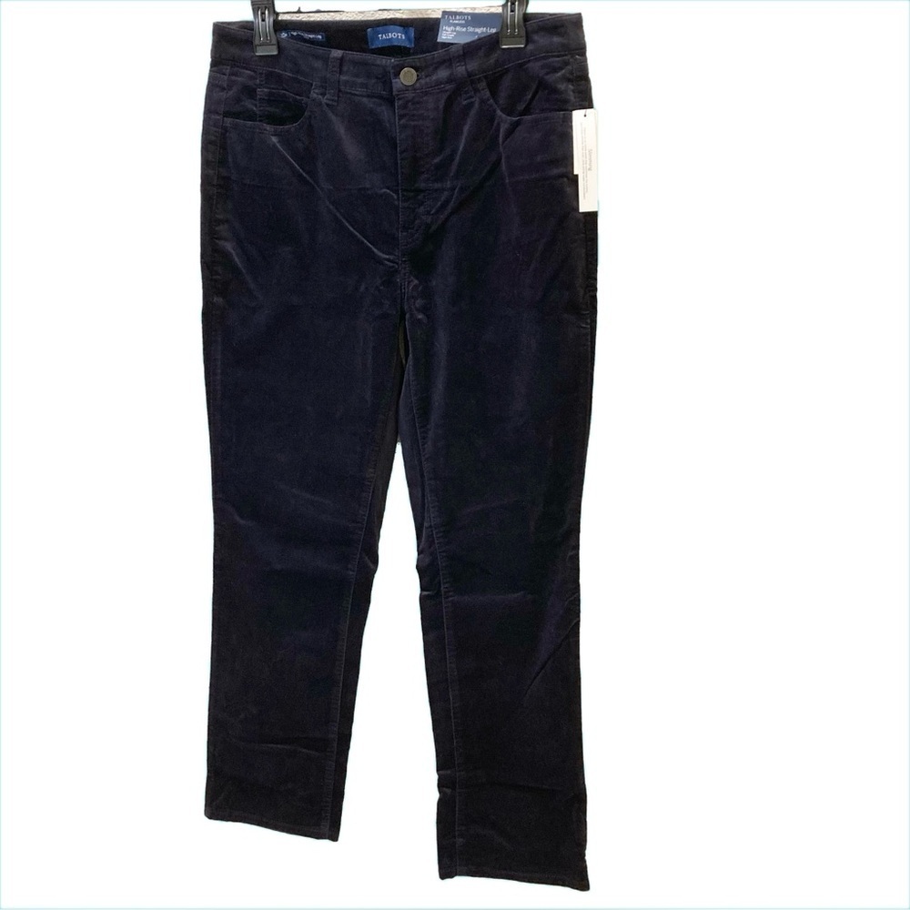Talbots high rise curvy straight leg jeans. Navy brushed corduroy. Size 10P. NWT